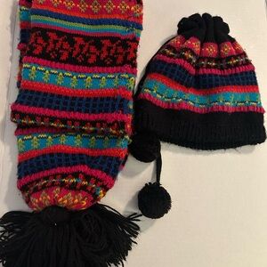 Aris Vibrant Knit Kids Hat/Scarf Y2K